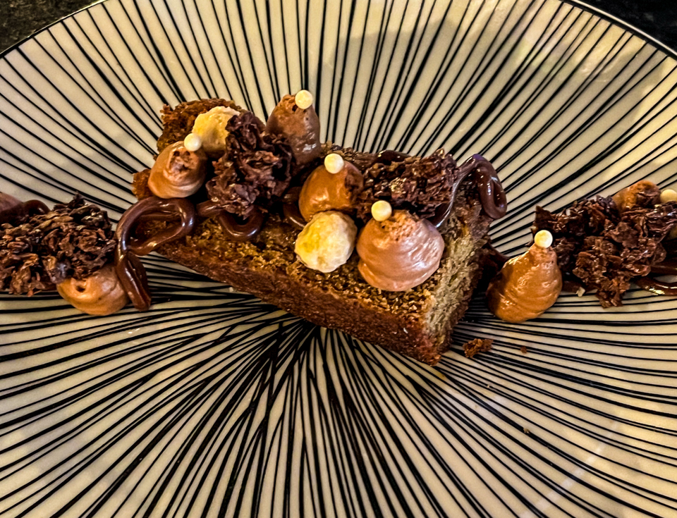 That's Nuts dessert at Incanto: Luscious toffee cake layered with velvety gianduja ganache, combining rich chocolate and creamy hazelnuts.