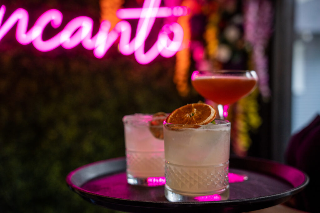 Signature cocktails from the Incanto menu served at the bar in Houston